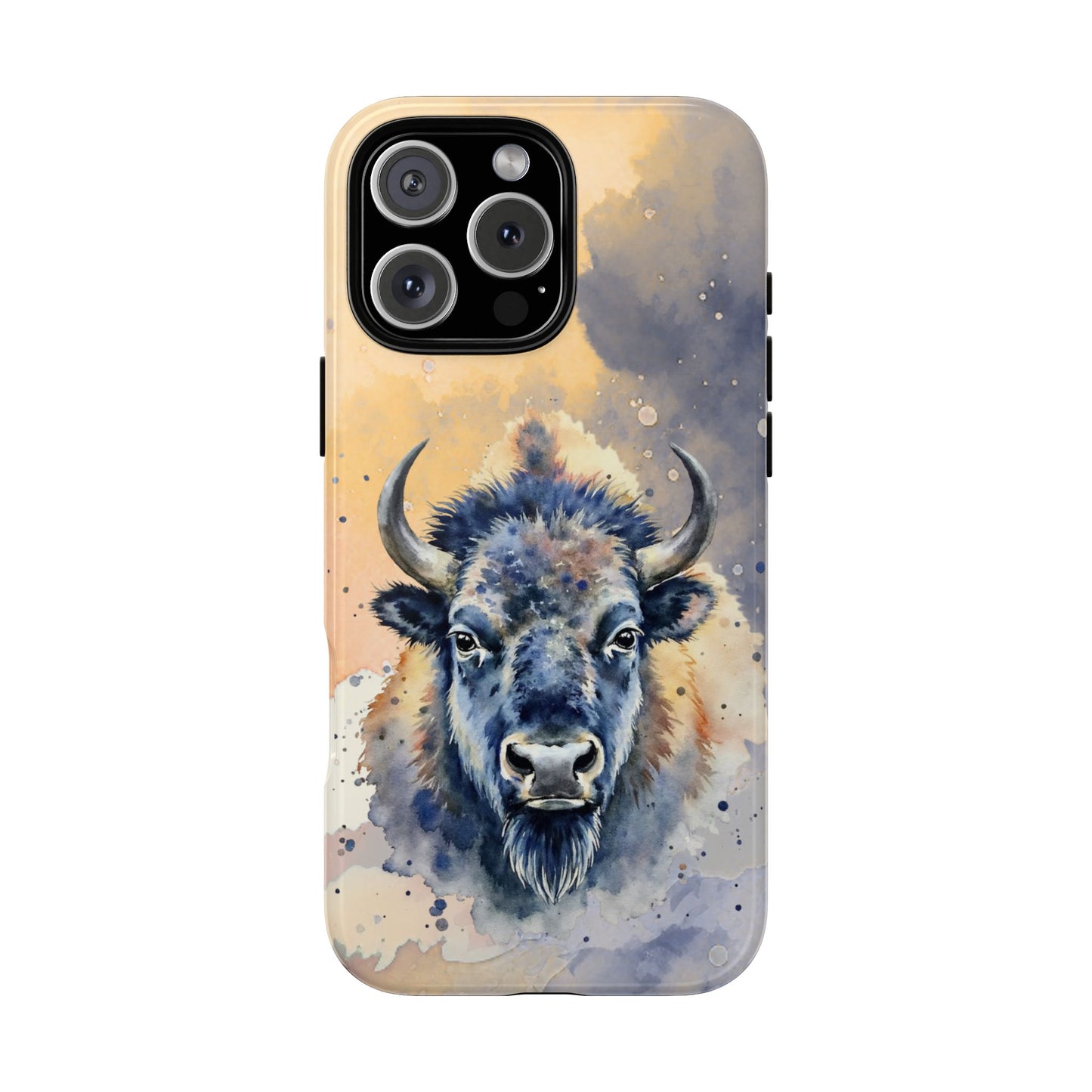 Bison Watercolor Tough Phone Case - Abstract Western Wildlife Design - Protective Case for Popular Smartphones
