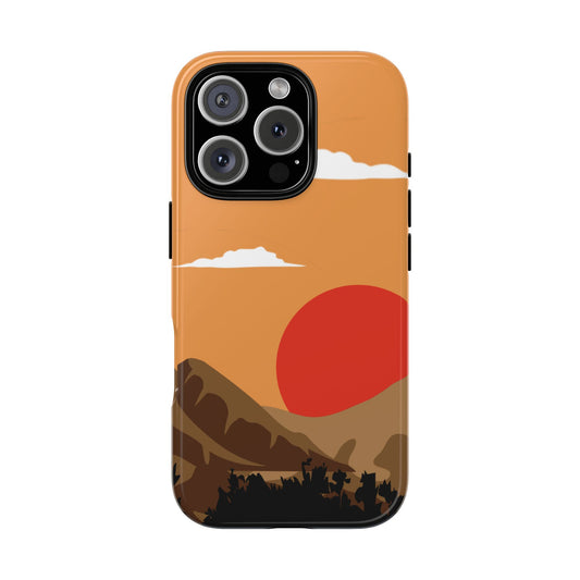 Retro Sunset Mountain Phone Case, Tough Cases, Nature Lover Gift, Outdoor Adventure Accessory, Hiking Phone Cover, Phone Protection
