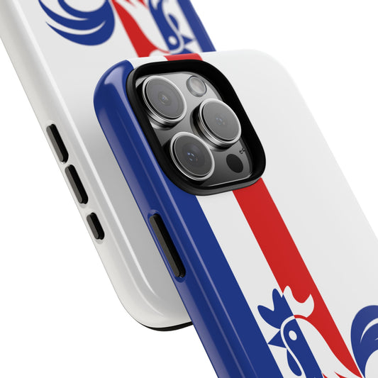 France Rooster Two-Tone Tough Phone Case - French Flag Colours - Minimal Abstract Design
