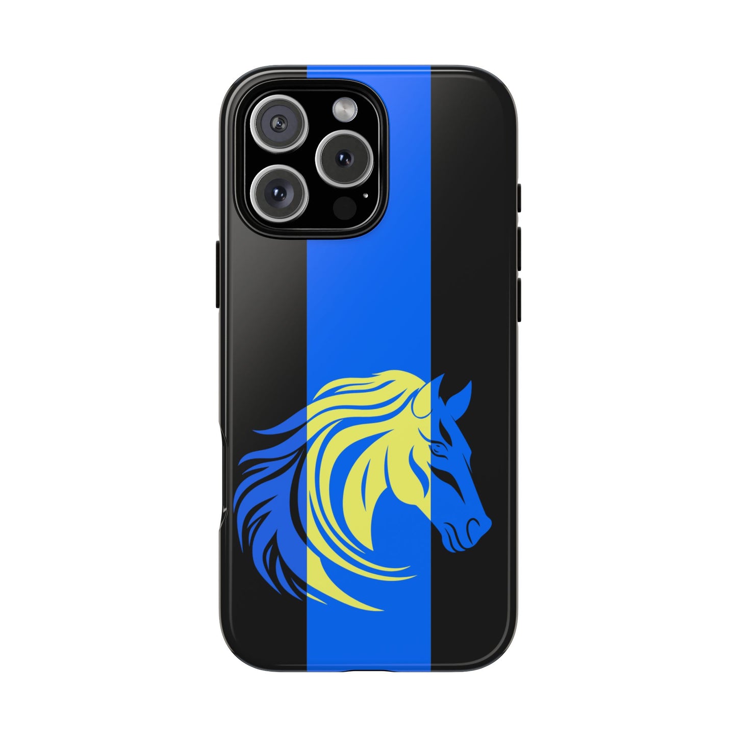 Electric Noir Stallion - Neon Horse Silhouette - Futuristic Tough Phone Case with Striking Colour Contrast