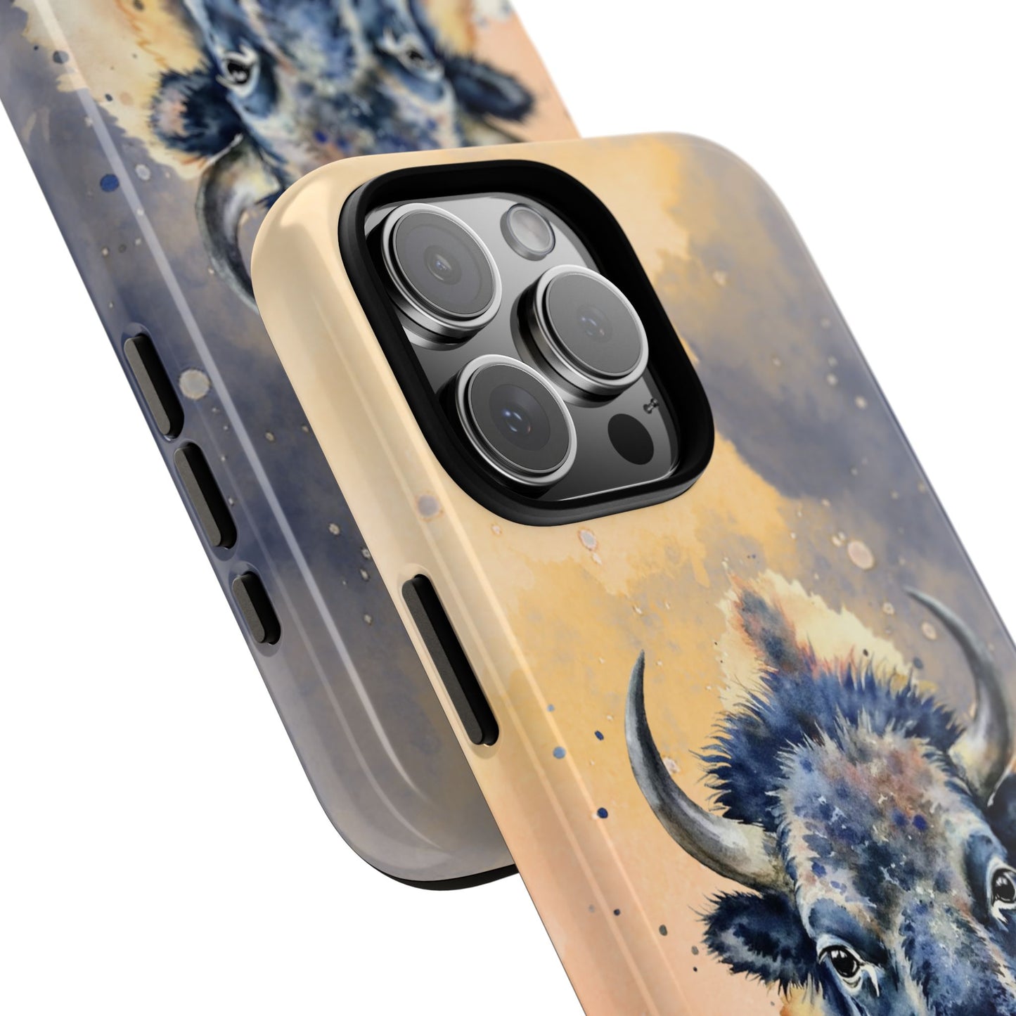 Bison Watercolor Tough Phone Case - Abstract Western Wildlife Design - Protective Case for Popular Smartphones