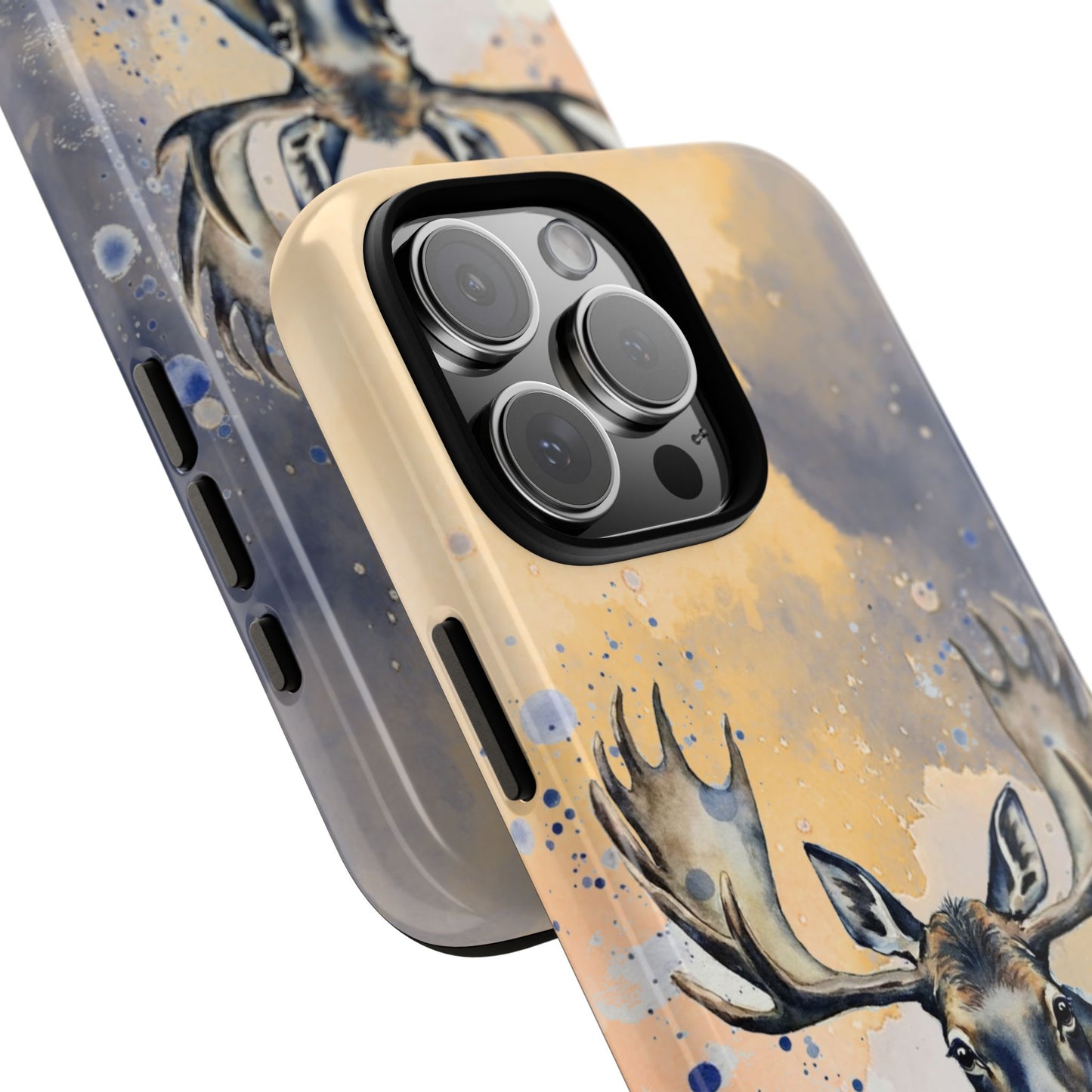 Moose Tough Phone Case - Wilderness Wildlife Art - Watercolor Orange And Blue Design