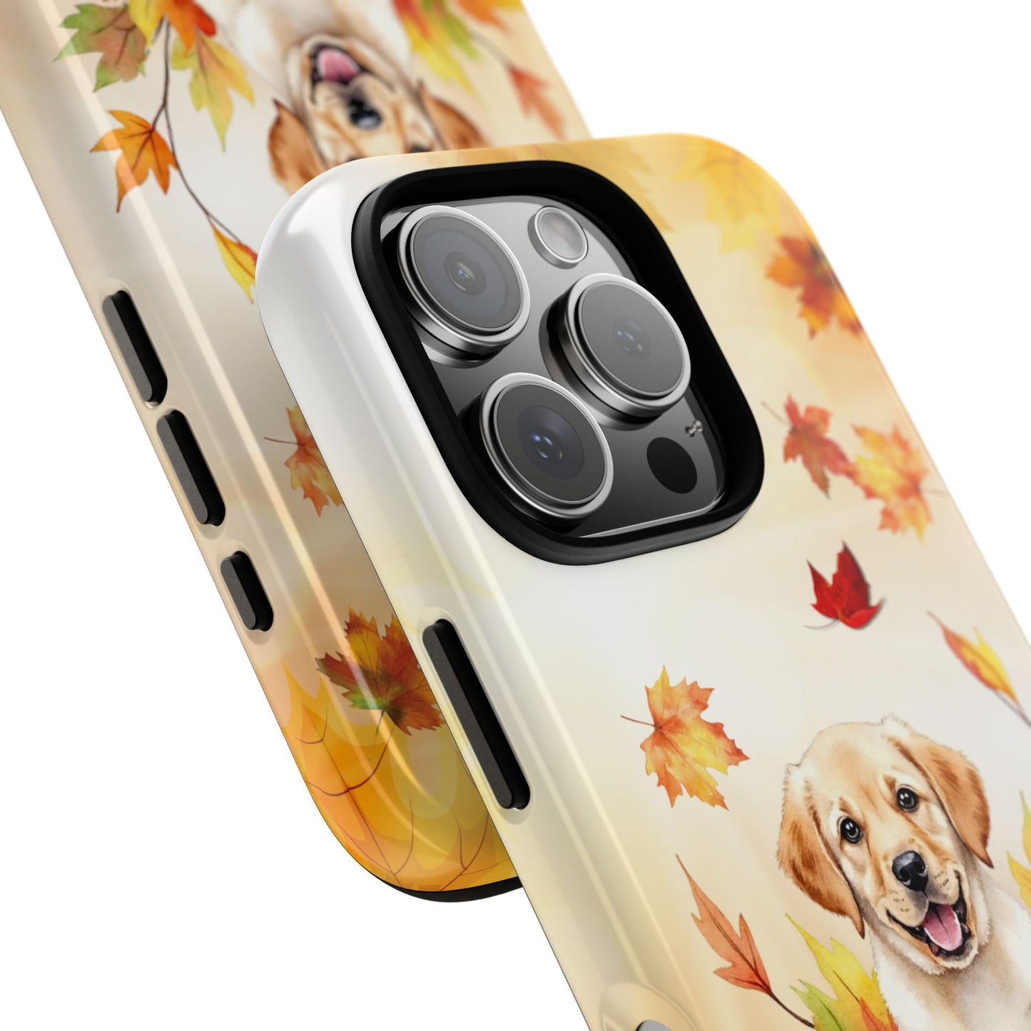 Autumn Puppy Tough Phone Case - Cute Dog in Fall Leaves for Popular Smartphones