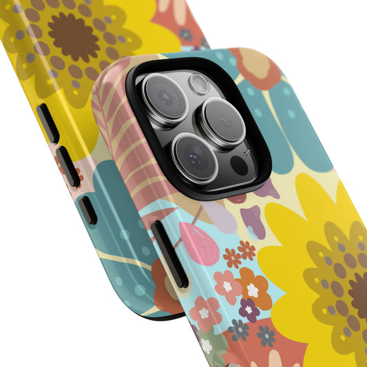 Boho Dream Garden Phone Case - Retro Flower Power in Earthy Pastels