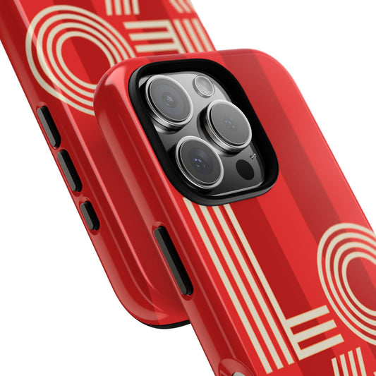 LOVE Typography Tough Phone Case - Retro Red Graphic Design for Popular Smartphones - Bold Gift for Her or Him