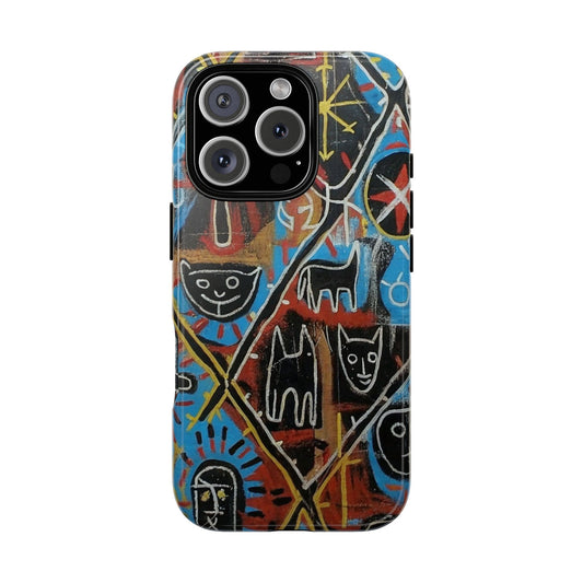Basquiat Neo-Expressionism Tough Cases, Street-Inspired Symbolic Art Phone Case, Graffiti Art 3D Wrap