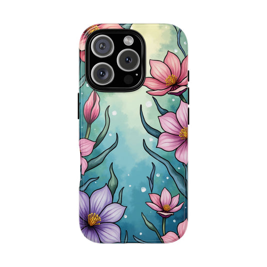 Underwater Flower Phone Case, Vibrant Ocean Floral Design, Tough Cell Phone Cover