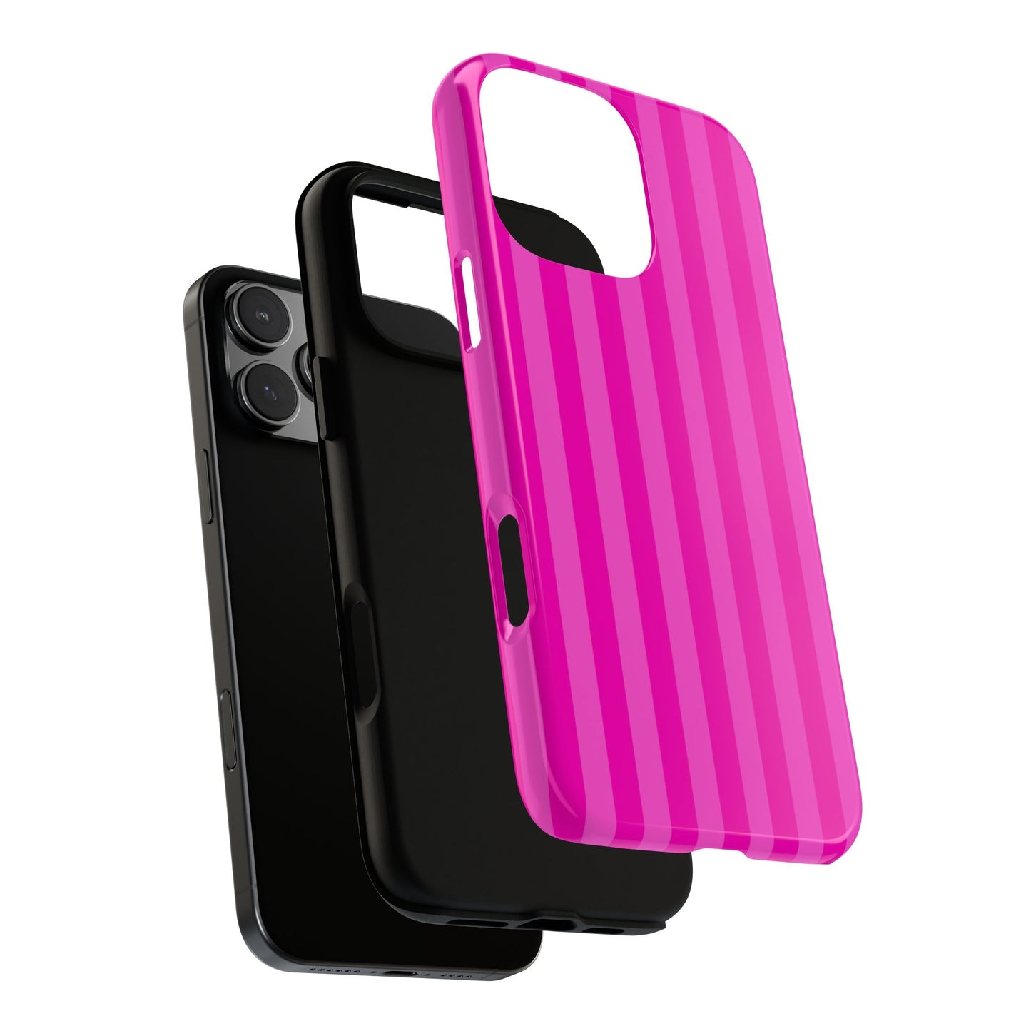 Hot Pink Stripe Tough Phone Case - Vibrant Candy-Inspired Design