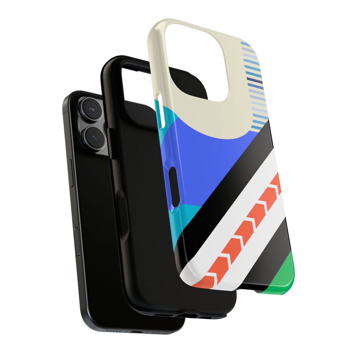 Bold Abstract Geometric Phone Case - Color Block Zigzag Stripe Tough Case with Bauhaus Vibes for iPhone, Samsung & Google Pixel, Check Desc