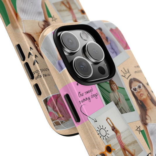 Vintage Summer Fashion Collage Tough Phone Case - Retro Moodboard Style for Popular Smartphones - Beach Vibes and Y2K Aesthetic