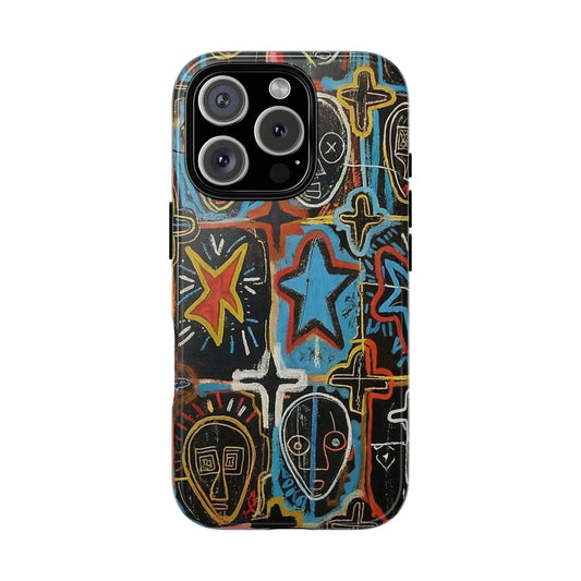 Basquiat-style Abstract Expressionism Tough Cases, Urban Graffiti Phone Case, Dark Primitive Art, Tough Cover, Edgy Abstract
