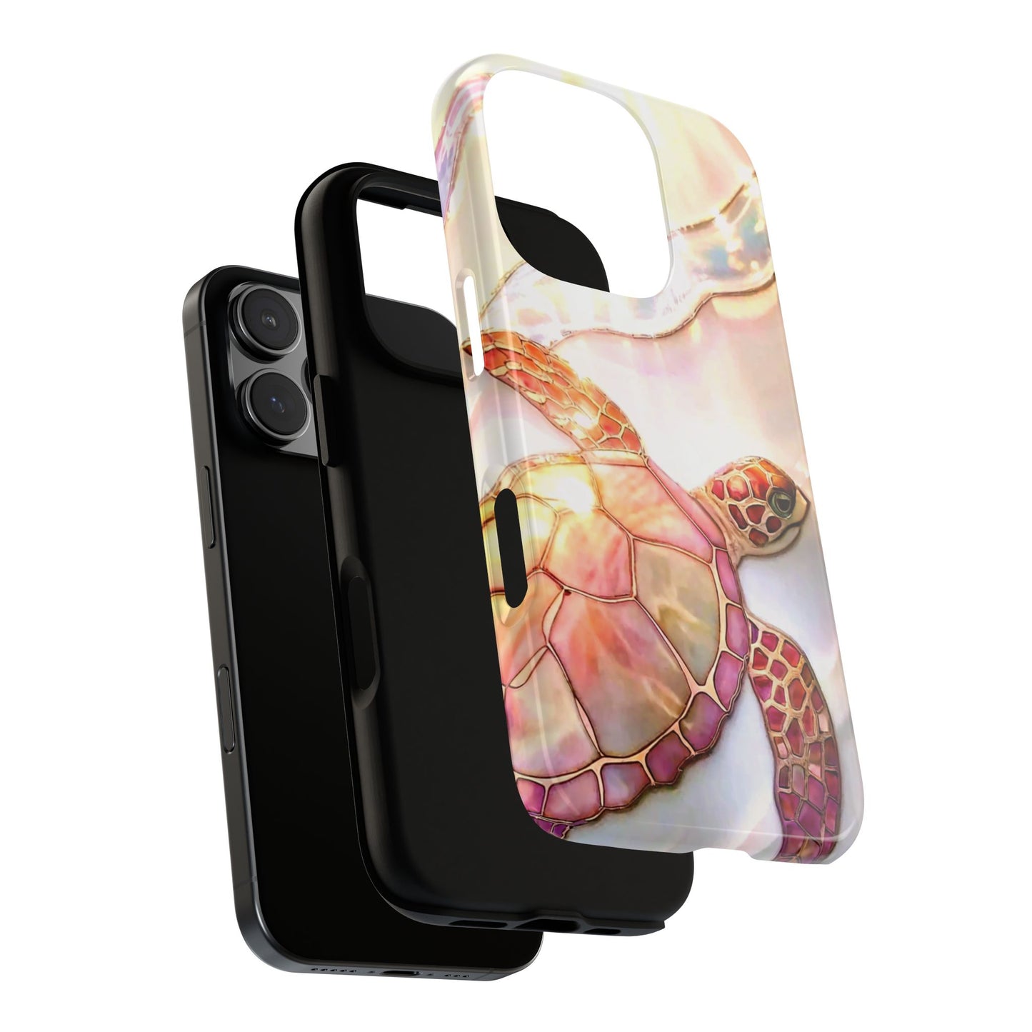 Sea Turtle Phone Case Stained Glass Effect for iPhone 16 15 14 13 12 11 Pro Max, Samsung Galaxy S25 S24 S23 S22 S21 S20 Plus Ultra & Google
