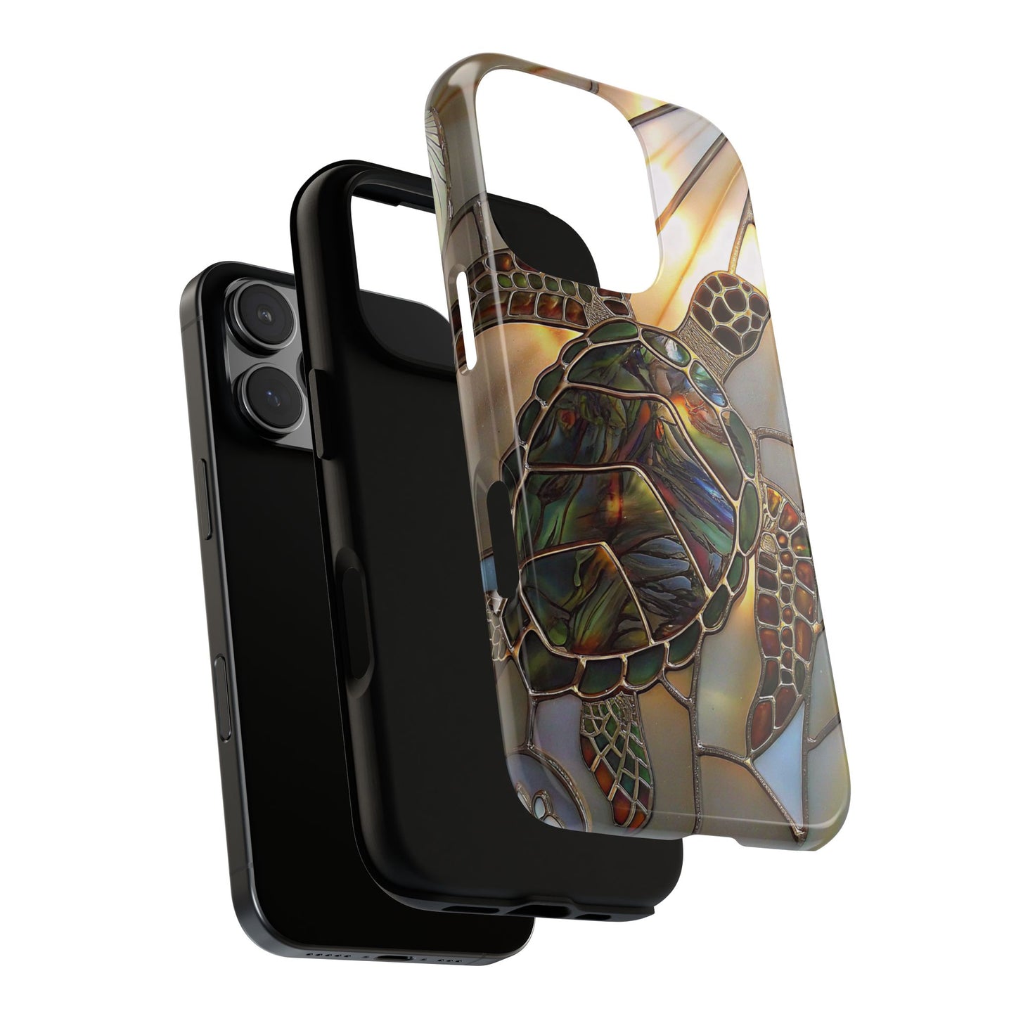 Sea Turtle Phone Case Stained Glass Effect for iPhone 16 15 14 13 12 11 Pro Max, Samsung Galaxy S25 S24 S23 S22 S21 S20 Plus Ultra & Google