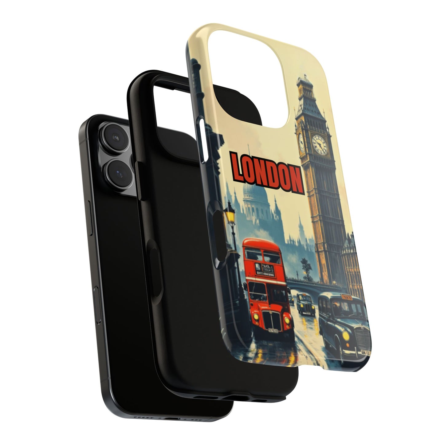Vintage London Travel Poster Phone Case for iPhone 16 15 14 13 12 11 Pro Max, Samsung S25 S24 S23 S22 S21 S20 Pro Ultra, Google Pixel Models
