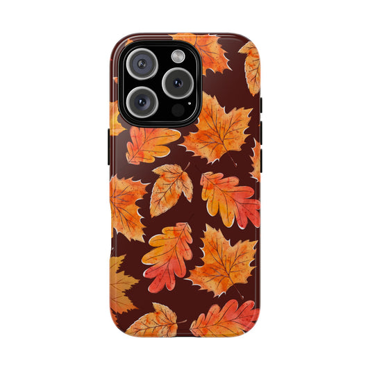 Autumn Leaves Tough Phone Case - Cozy Fall Foliage for Popular Smartphones