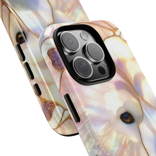 Stained Glass Polar Bear Phone Case - Iridescent Ice Blue Mosaic Animal Art for Popular Smartphones