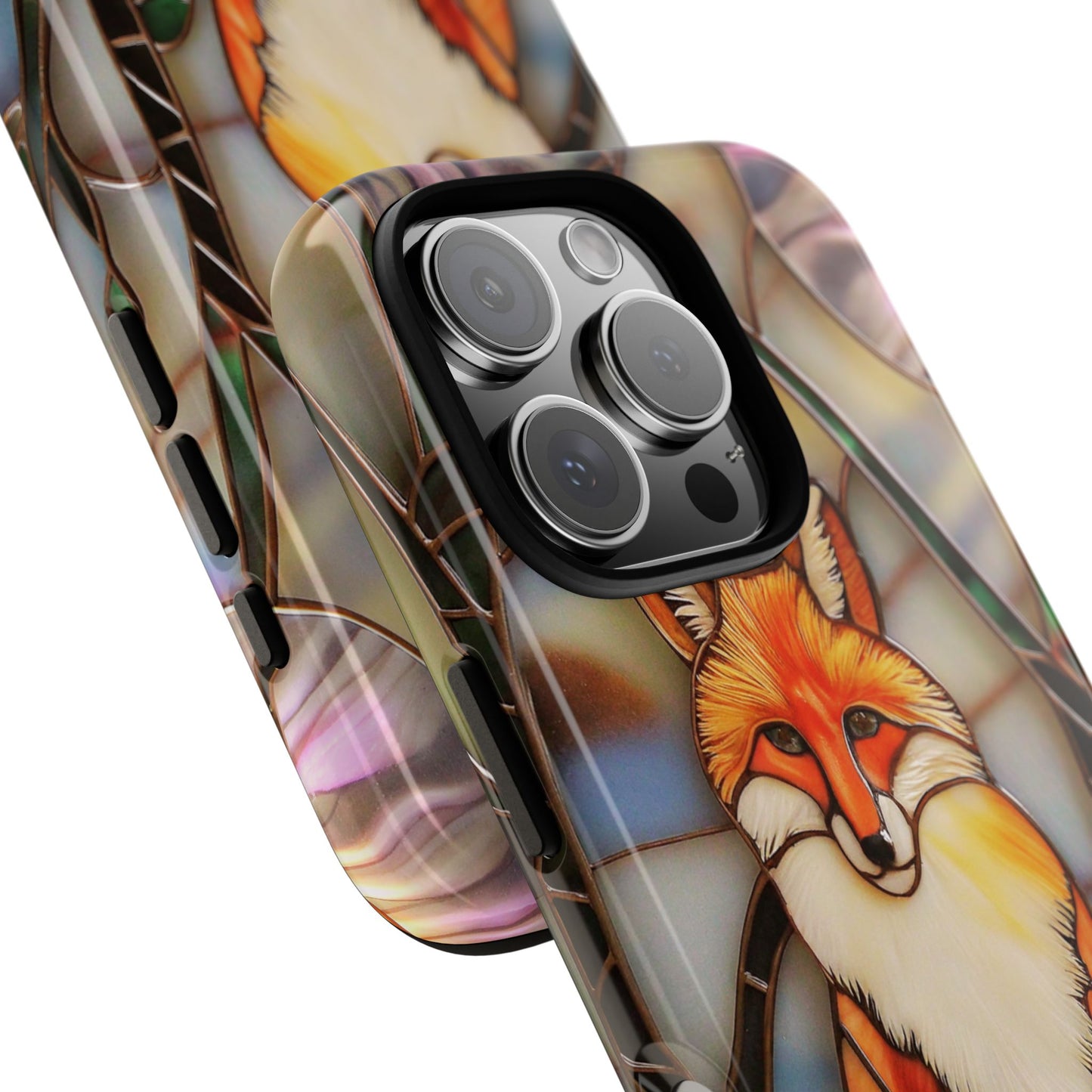 Stained Glass Red Fox Phone Case - Woodland Animal Art - Nature Inspired Design