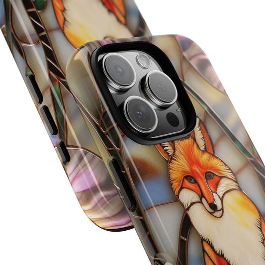 Stained Glass Red Fox Phone Case - Woodland Animal Art - Nature Inspired Design