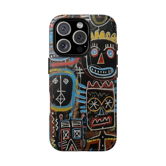 Basquiat-style Abstract Expressionism Tough Cases, Street-Inspired Symbolic Art, Primitive Urban Phone Case, Unique Protective Cover, Trendy