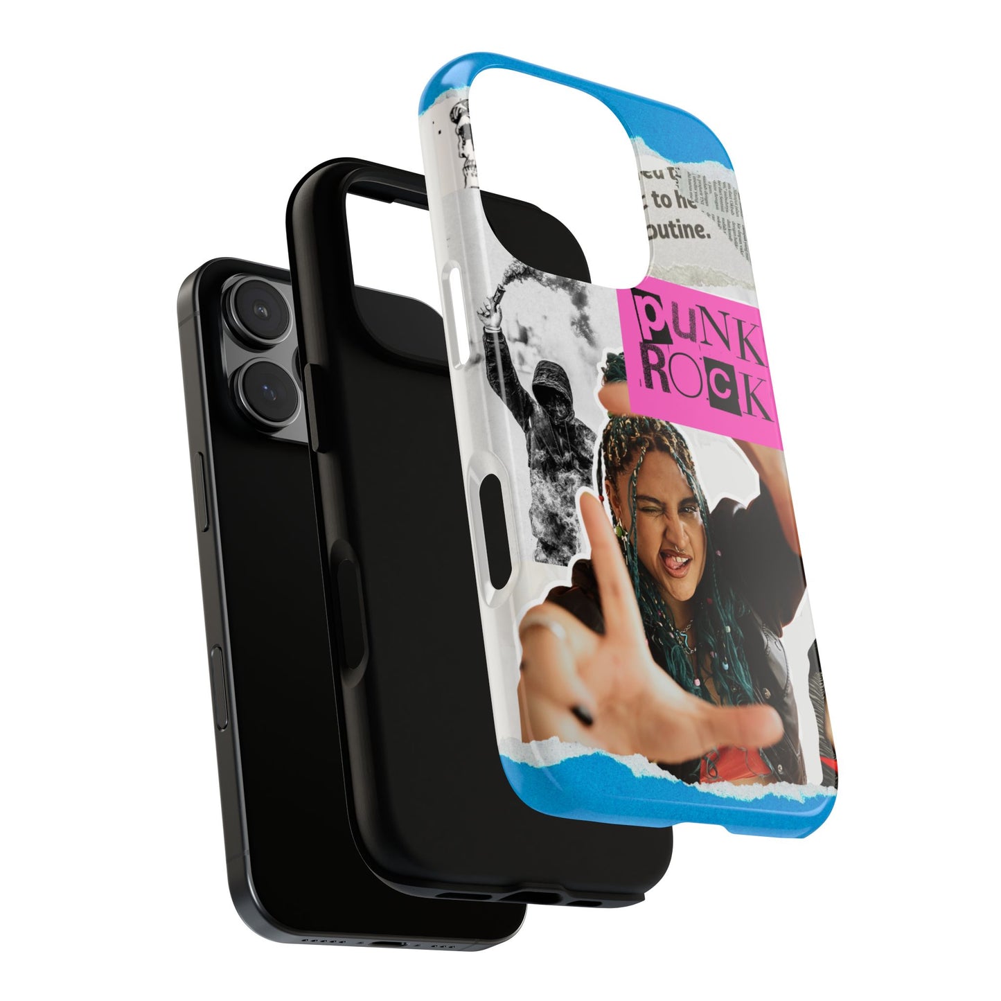 Punk Rock Collage Tough Phone Case - Edgy Riot Grrrl Style for iPhone & Samsung - Bold Alt Aesthetic