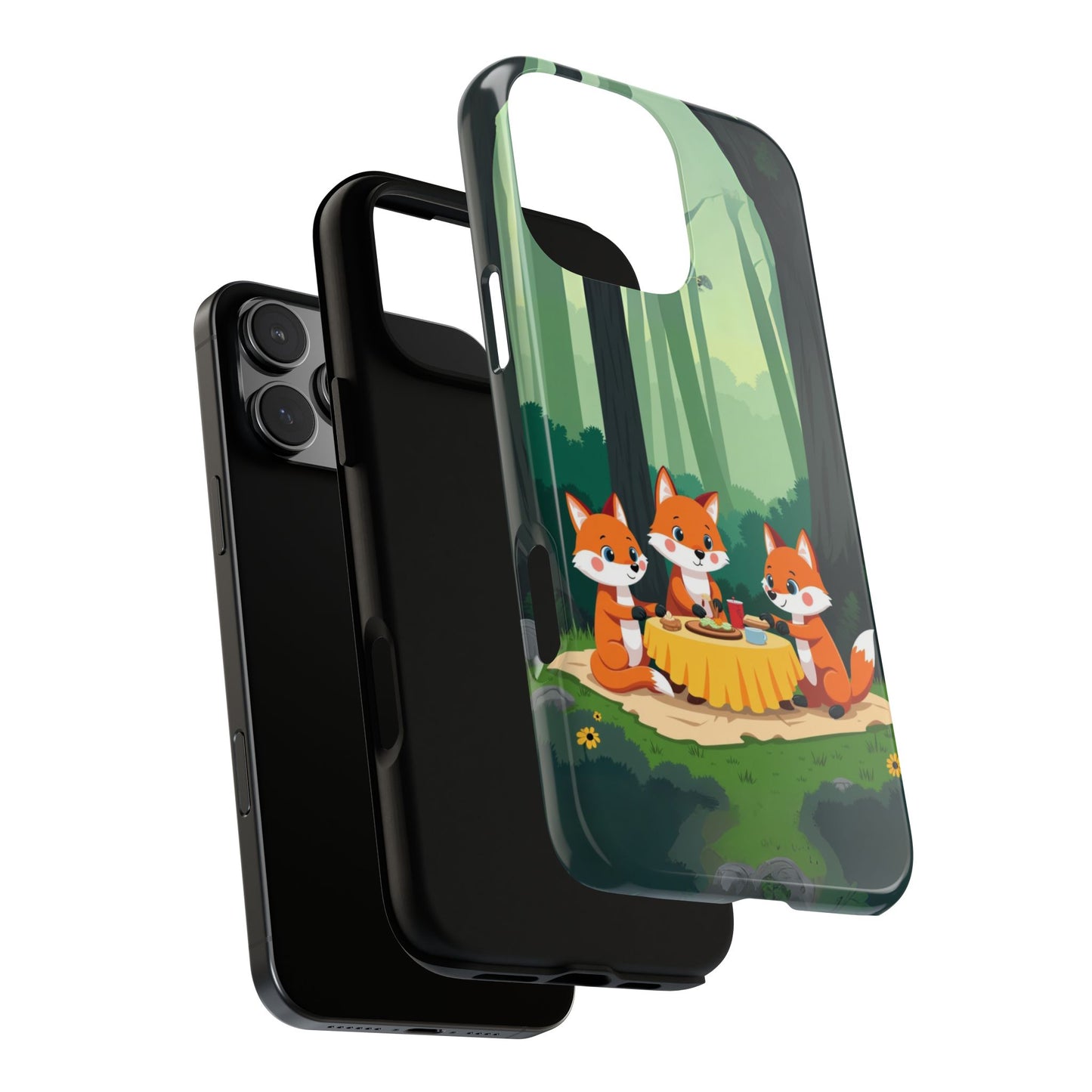 Fox Family Picnic Phone Case - Kids Tough Case for Popular Smartphones