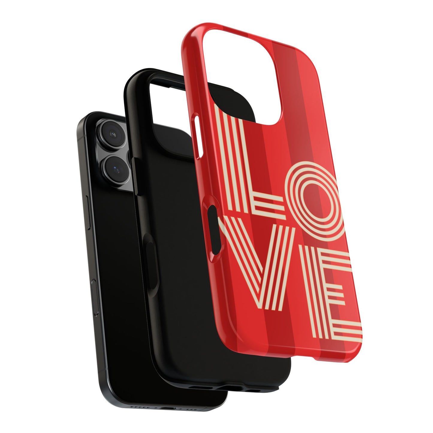 LOVE Typography Tough Phone Case - Retro Red Graphic Design for iPhone & Samsung - Bold Gift for Her or Him