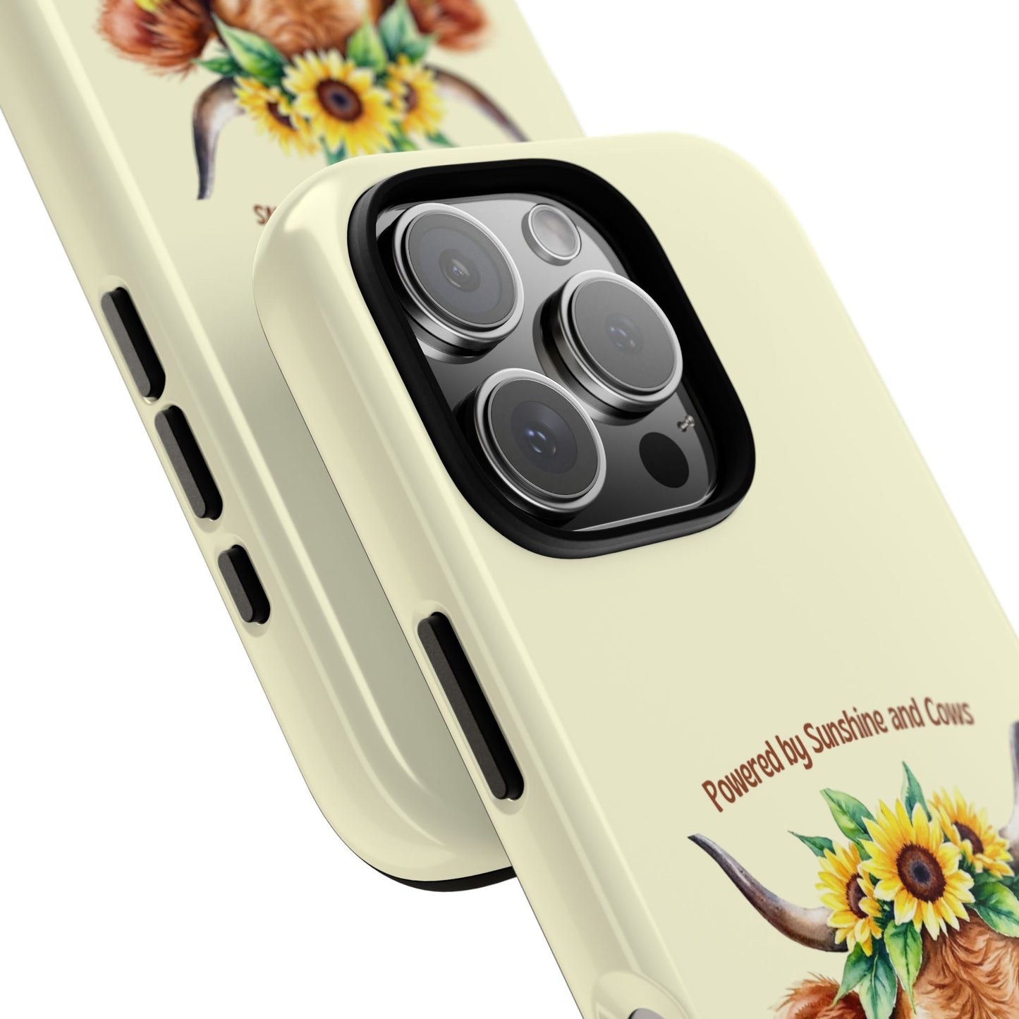 Highland Cow with Sunflower Crown - Watercolor Farm Animal Tough Phone Case for Popular Smartphones