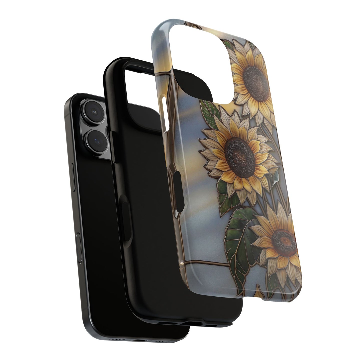 Stained Glass Sunflower Tough Case, Flower Art Cell Phone Cover, Protective iPhone Samsung Google, Gift for Her, Floral Phone Case,