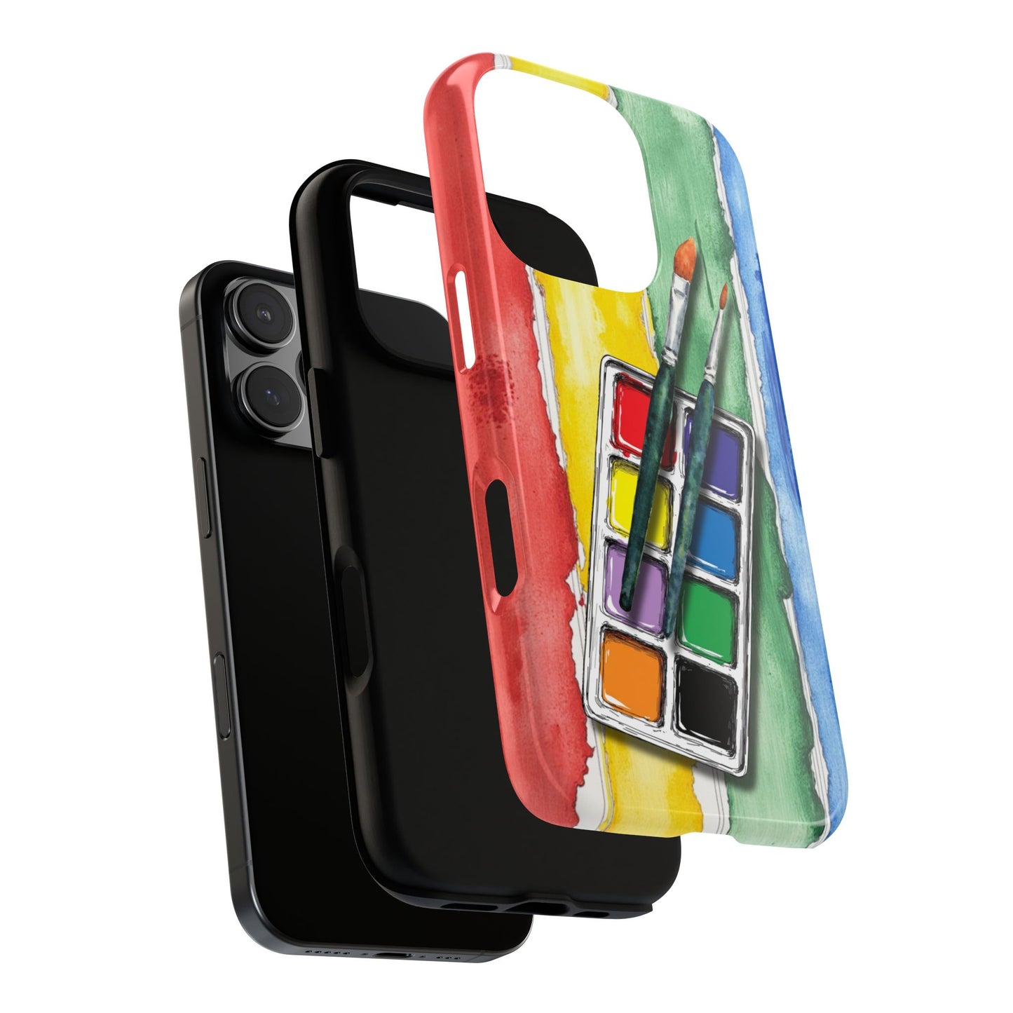 Paint Palette Stripes Tough Phone Case - Colourful Watercolour Art Design for Popular Smartphones