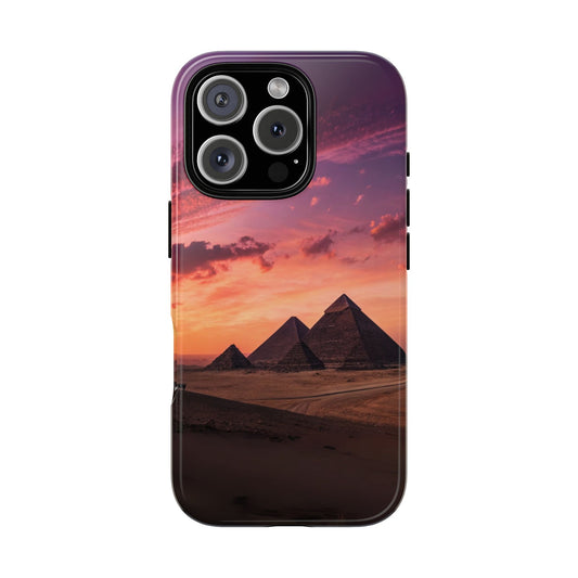 Pyramids of Giza Sunset - Egypt Landmark Phone Case - Ancient World Wonder Tough Dual Protection Cover