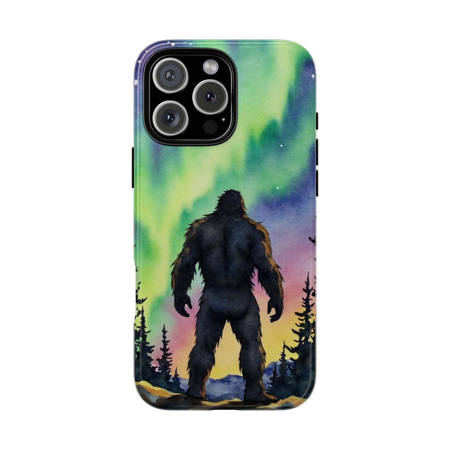 Sasquatch Under Aurora Borealis Tough Phone Case - Bigfoot Northern Lights Design