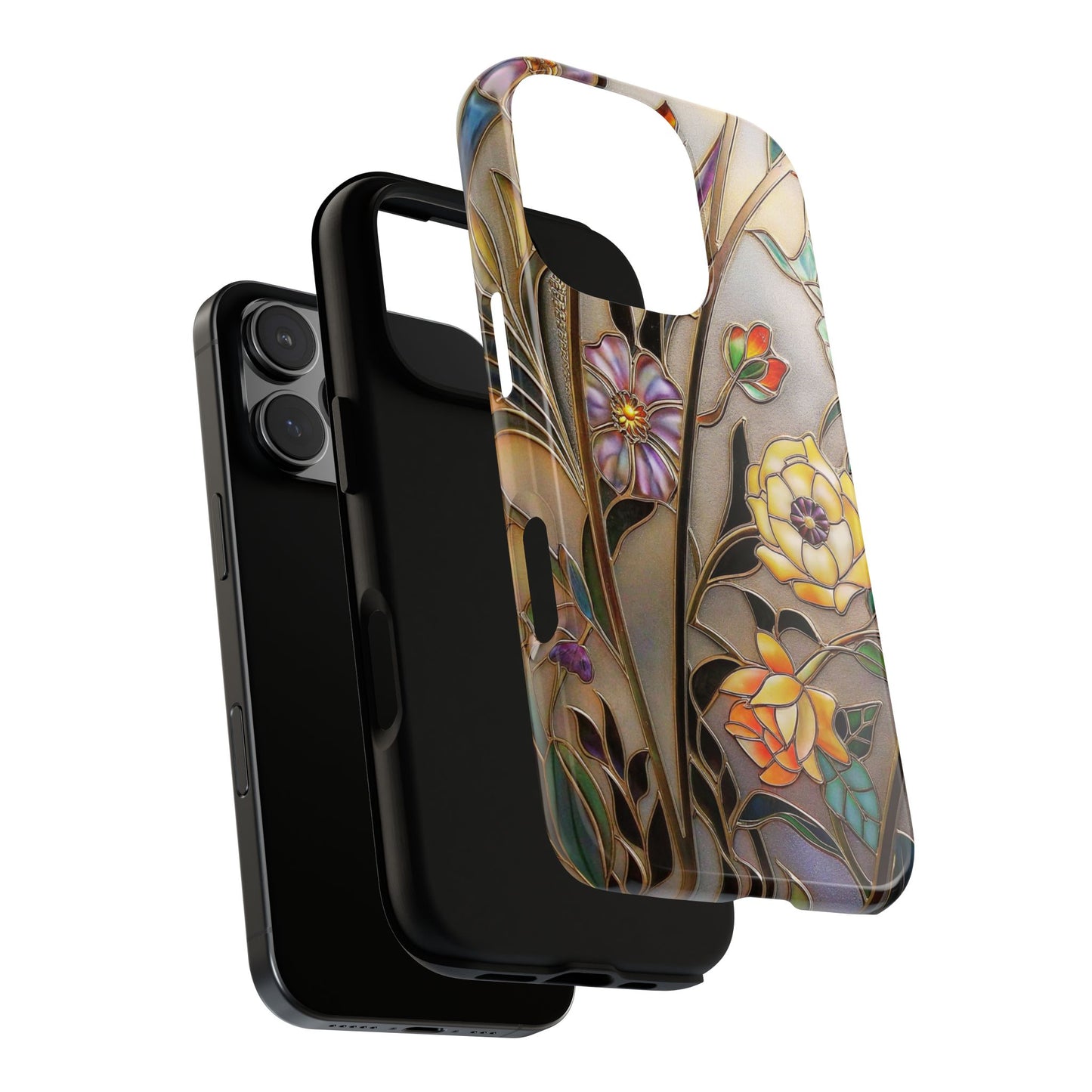 Wild Flowers Stained-Glass Tough Phone Case - Elegant Botanical Art for iPhone & Samsung - Floral Nature Lover Gift Idea