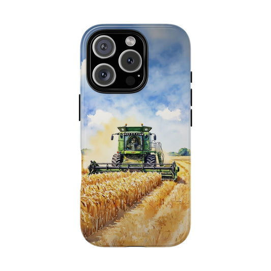 Combine Harvester Phone Case - Farm Machinery Wheat Field Design - Countryside Harvest Tough Case