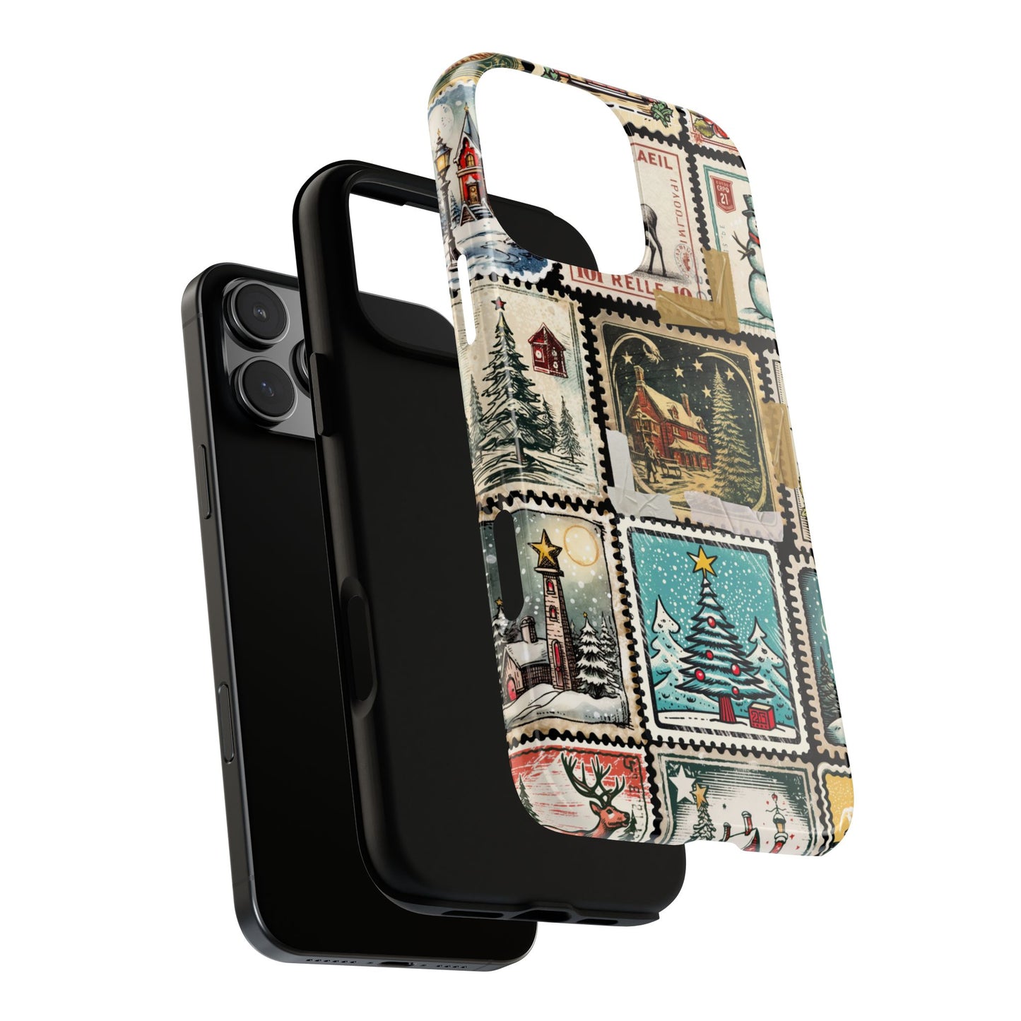 Retro Holiday Stamp Tough Phone Case - Vintage Christmas Collage with Cozy Winter Charm
