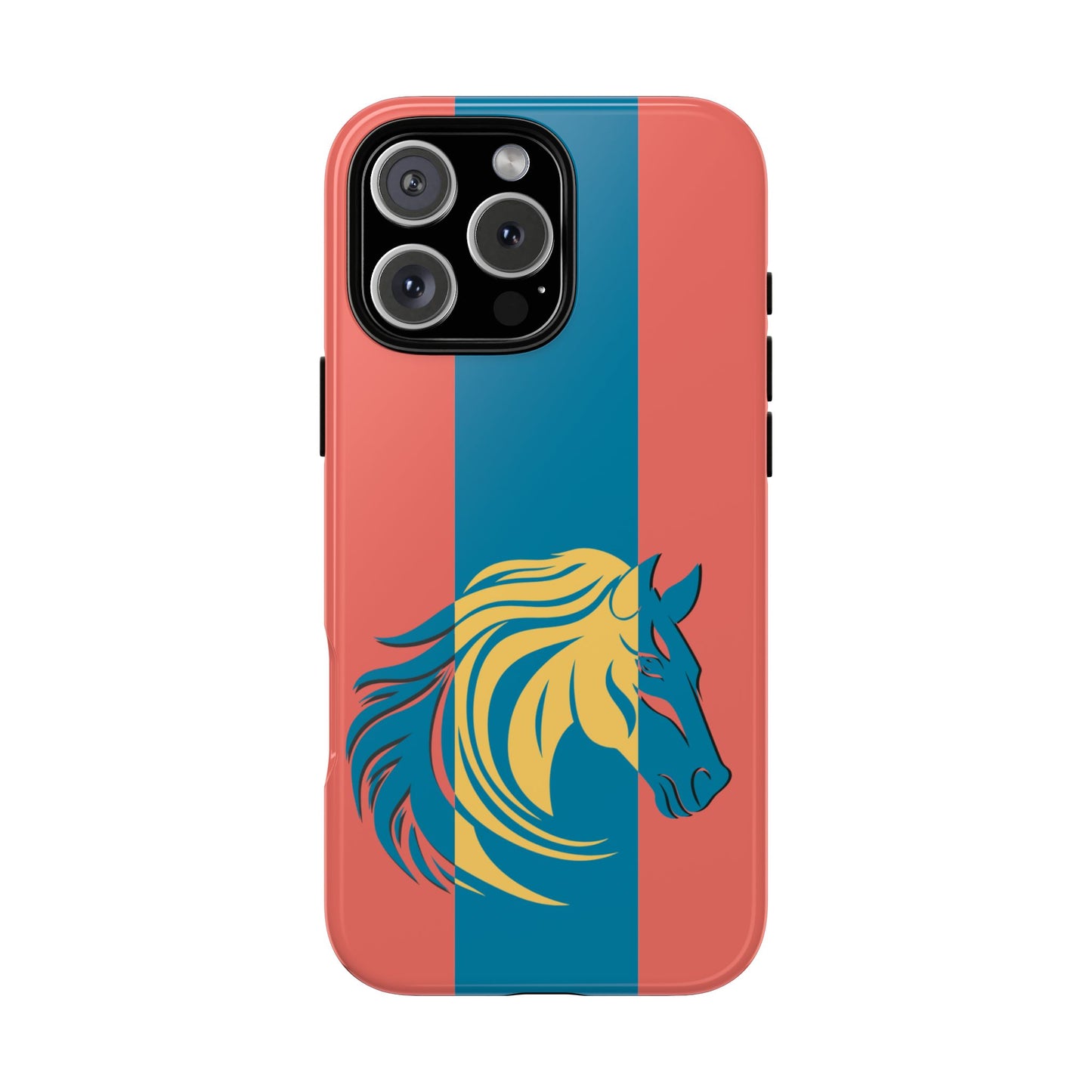 Sunset Pulse Stallion - Coral & Teal Horse Design - Vibrant Tough Phone Case for Modern Style Lovers