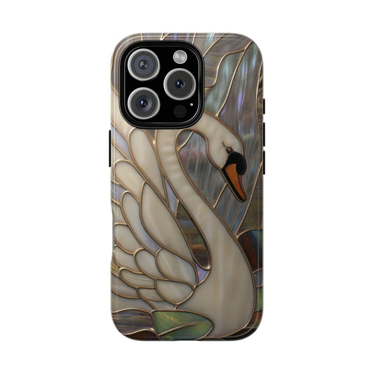 Swan Tough Cases, Stained Glass Animal Lovers Phone Cover, Elegant Pastel Design, Protective Case for  Google, Unique Gift