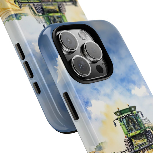 Combine Harvester Phone Case - Farm Machinery Wheat Field Design - Countryside Harvest Tough Case