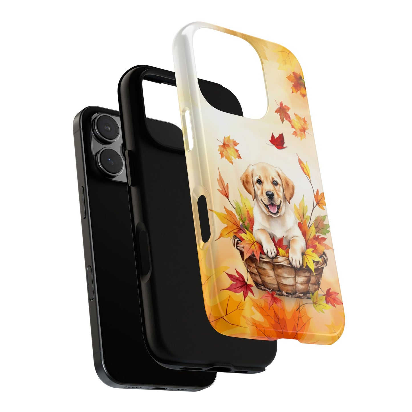 Autumn Puppy Tough Phone Case - Cute Dog in Fall Leaves for Popular Smartphones