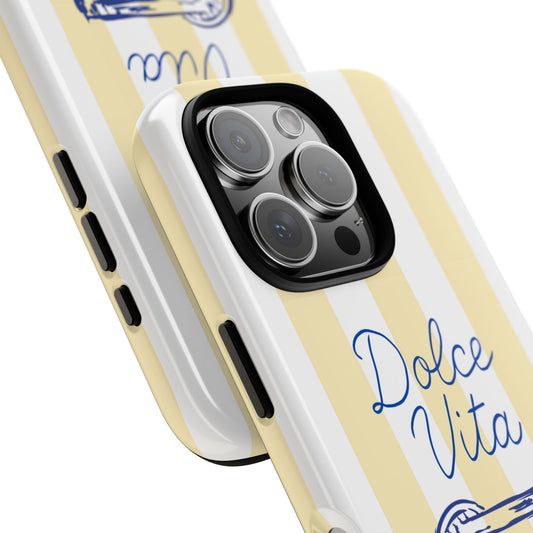 Dolce Vita Cocktail Lemon Phone Case - Striped Italian Summer Design