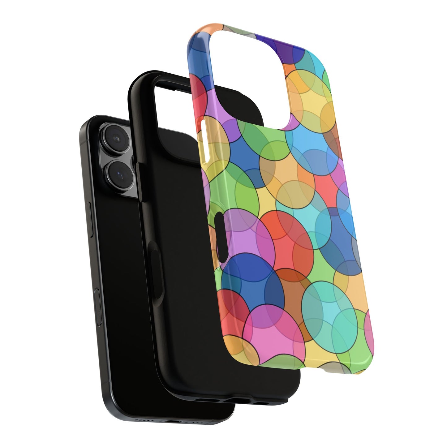 Translucent Circles Phone Case - 70% Transparent Overlapping Abstract Art - Colorful Minimalist Tough Cover, for iPhone, Samsung & Google