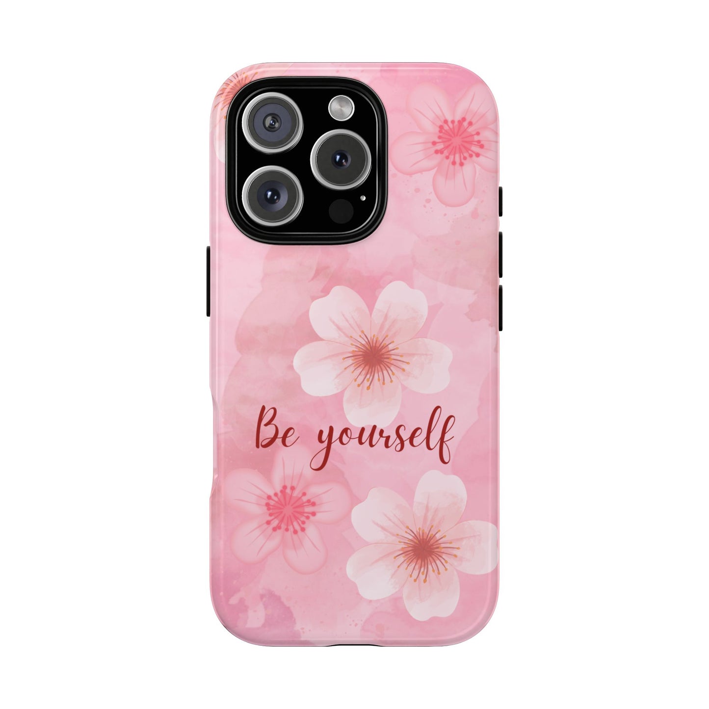 Be Yourself Cherry Blossom Phone Wallpaper - Pink Floral Aesthetic Background for Popular Smartphones