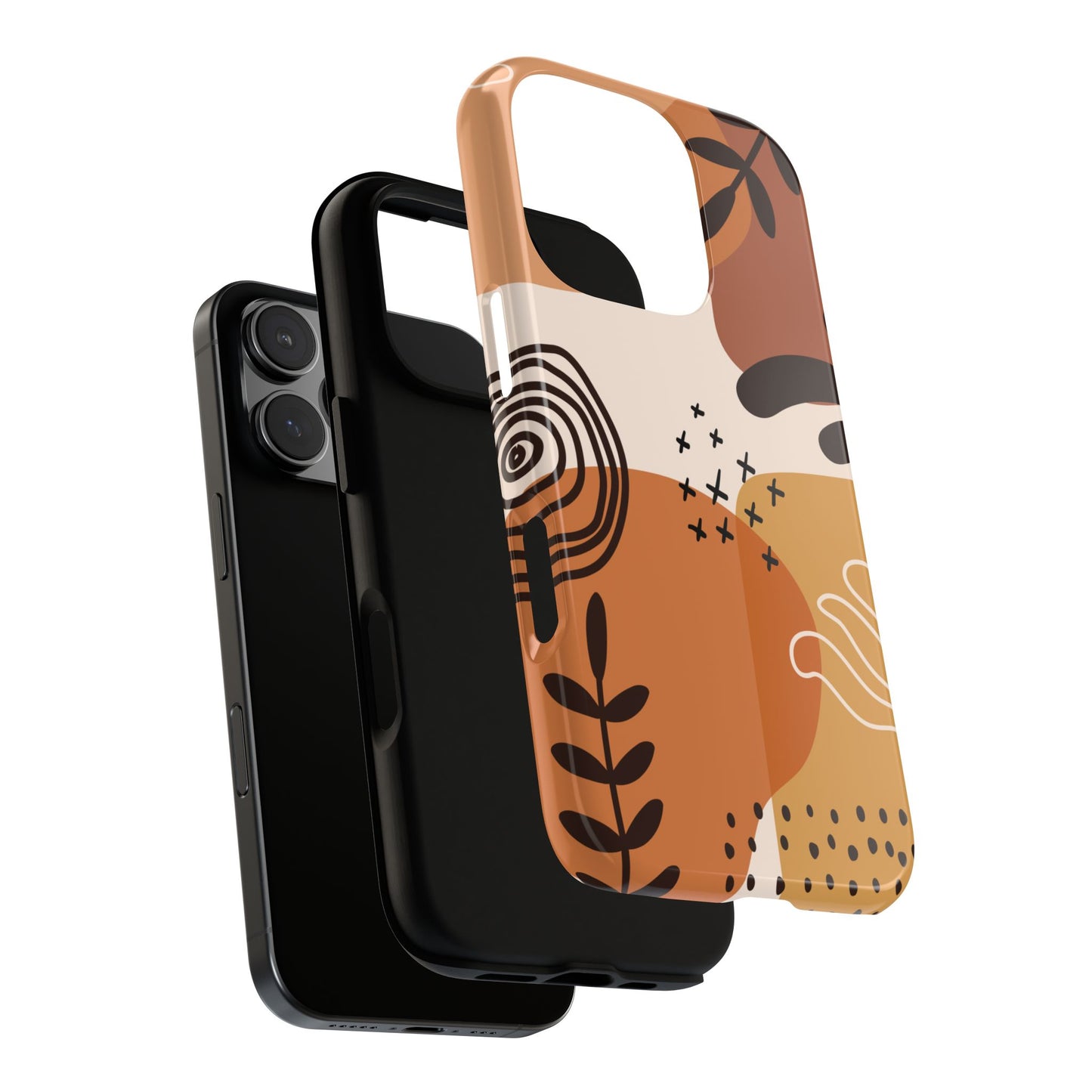 Boho Abstract Earth Tone Phone Case - Modern Minimal Art for iPhone & Samsung - Neutral Retro Pattern