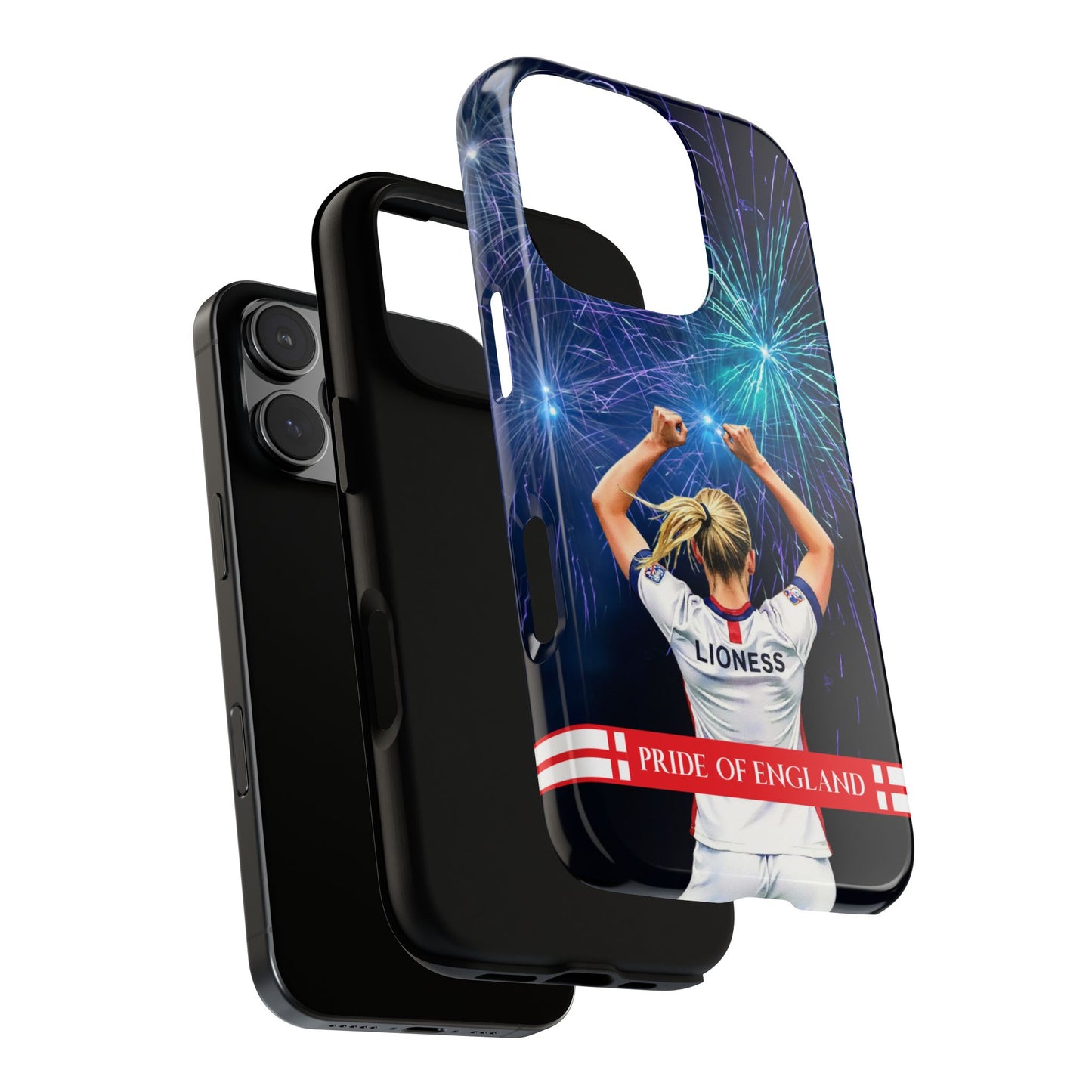 Lionesses Euro 2025 Champions Tough Case - Pride of England Design - Fireworks Victory Scene for iPhone & Samsung Phones