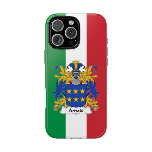 Amato Family Crest - Italian Heritage Phone Case - Custom Coat of Arms Design - Vintage Flag Tough Case