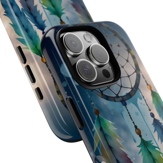 Mystic Moon Dreamcatcher Protective Phone Case - Watercolor Boho Night Vibes