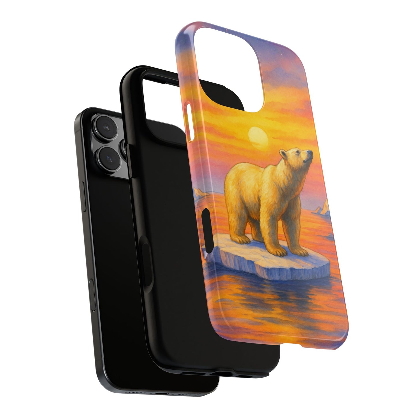 Sunset Polar Bear Arctic Glow Tough Phone Case - Wildlife Art