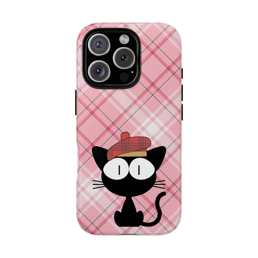 Tough Case, Cat Lover Gift, Scottish Cat on Tartan, Plaid Cute Kawaii Phone Cover, Best Friend Present, Phone Case