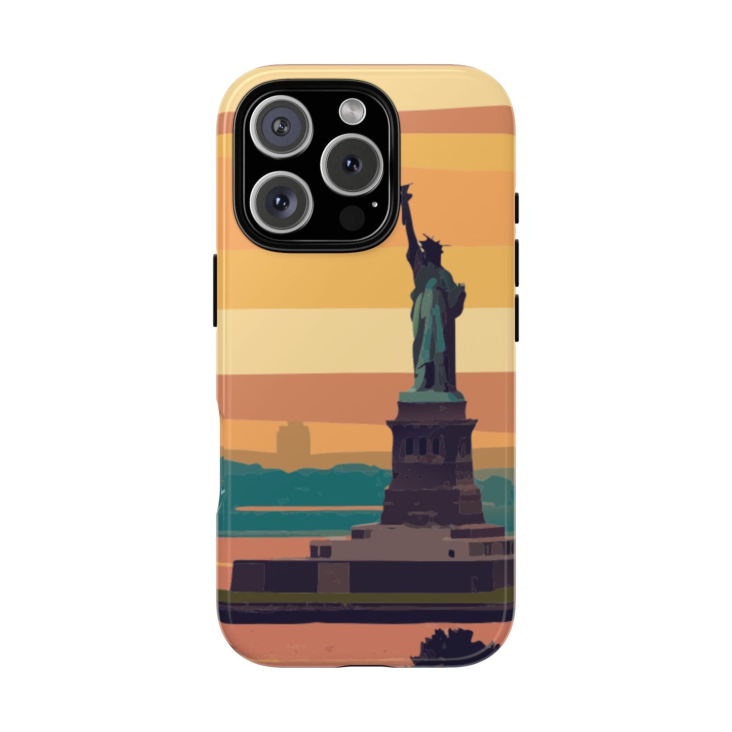 Statue of Liberty Sunset Phone Case - New York Landmark Design - Protective Tough Case for Popular Smartphones