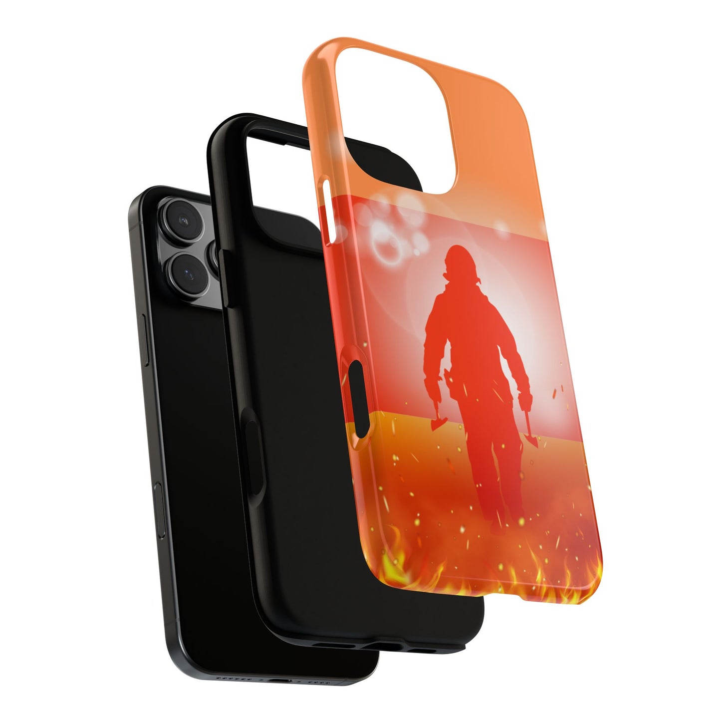 Fire Service Tribute Phone Case - Abstract Firefighter Silhouette - UK Emergency Services Tough Cover