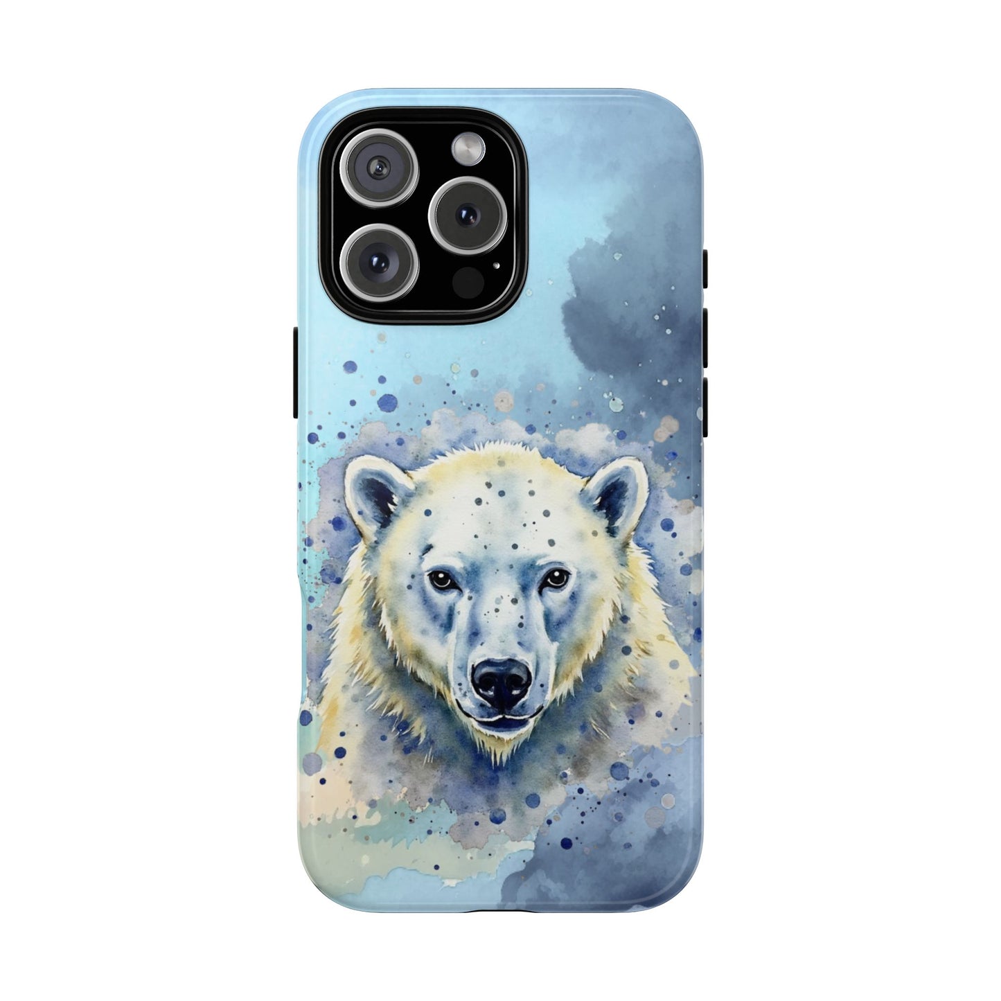 Polar Bear Tough Phone Case - Arctic Wildlife Art - Watercolor Blue & White Design